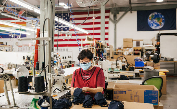 Masks being worn while being made in our Seattle Factory